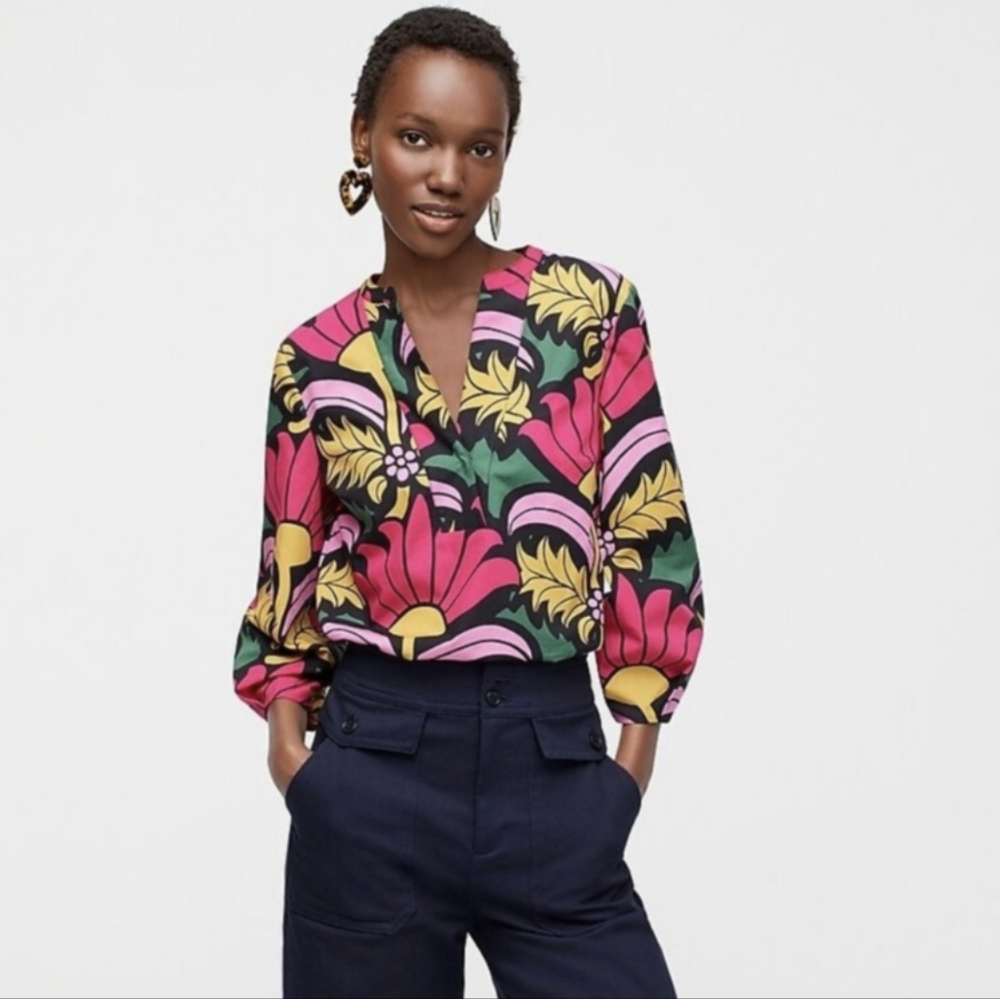 J. Crew V-neck Multicolor Top in Ratti Grandi Flori